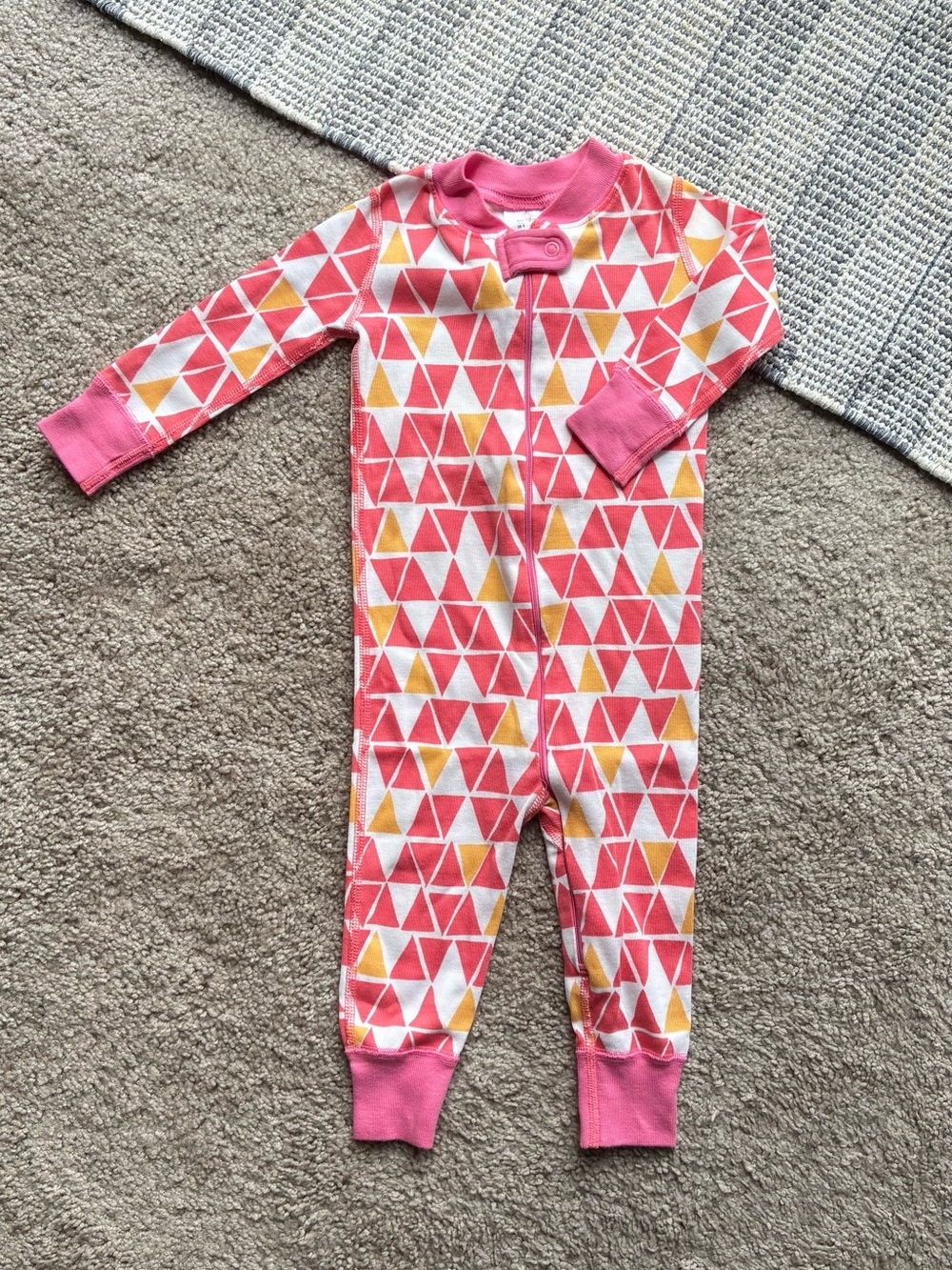 Hanna Andersson Pink & Yellow Triangle Zip Footie